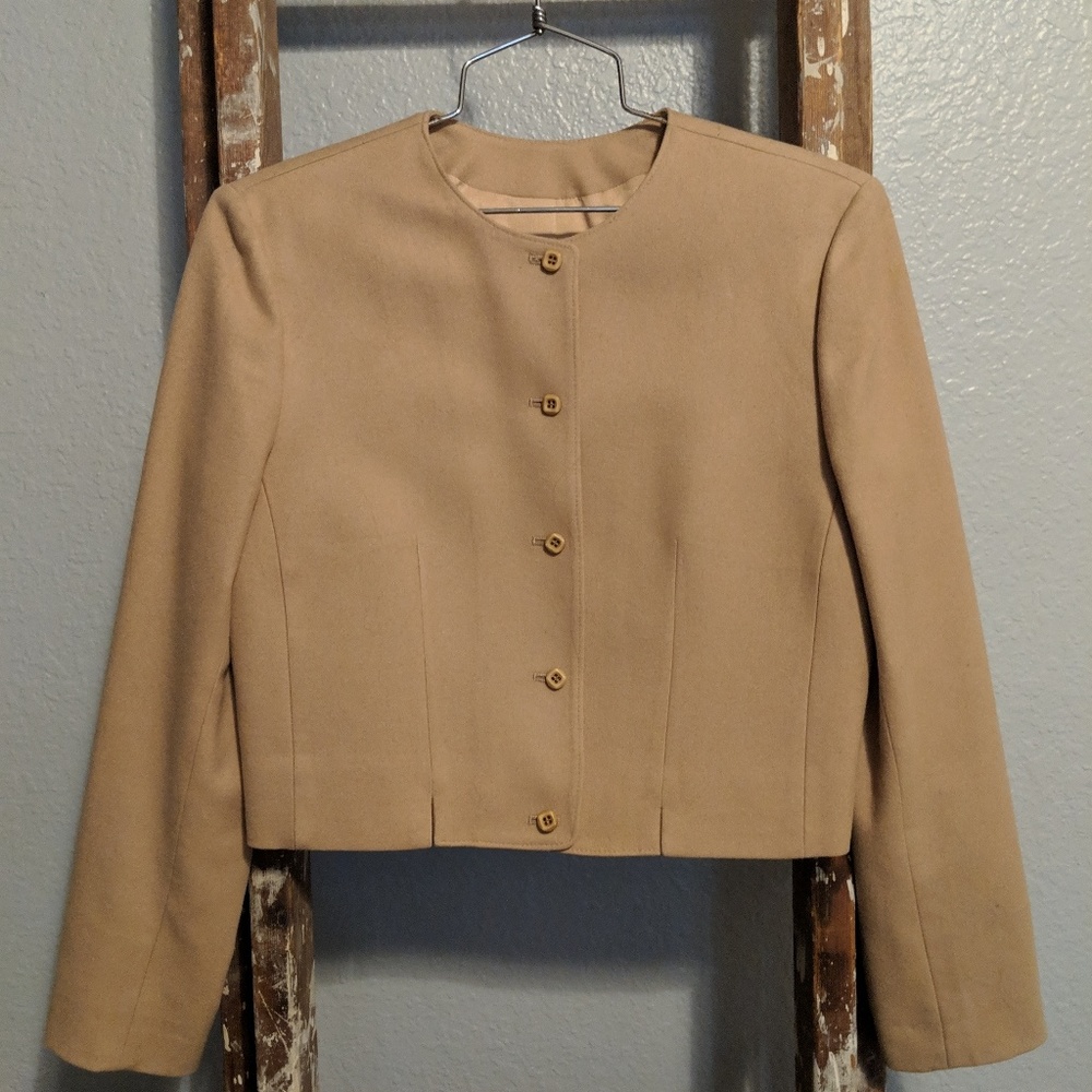 Vintage Cropped Camel Wool Pendleton Jacket